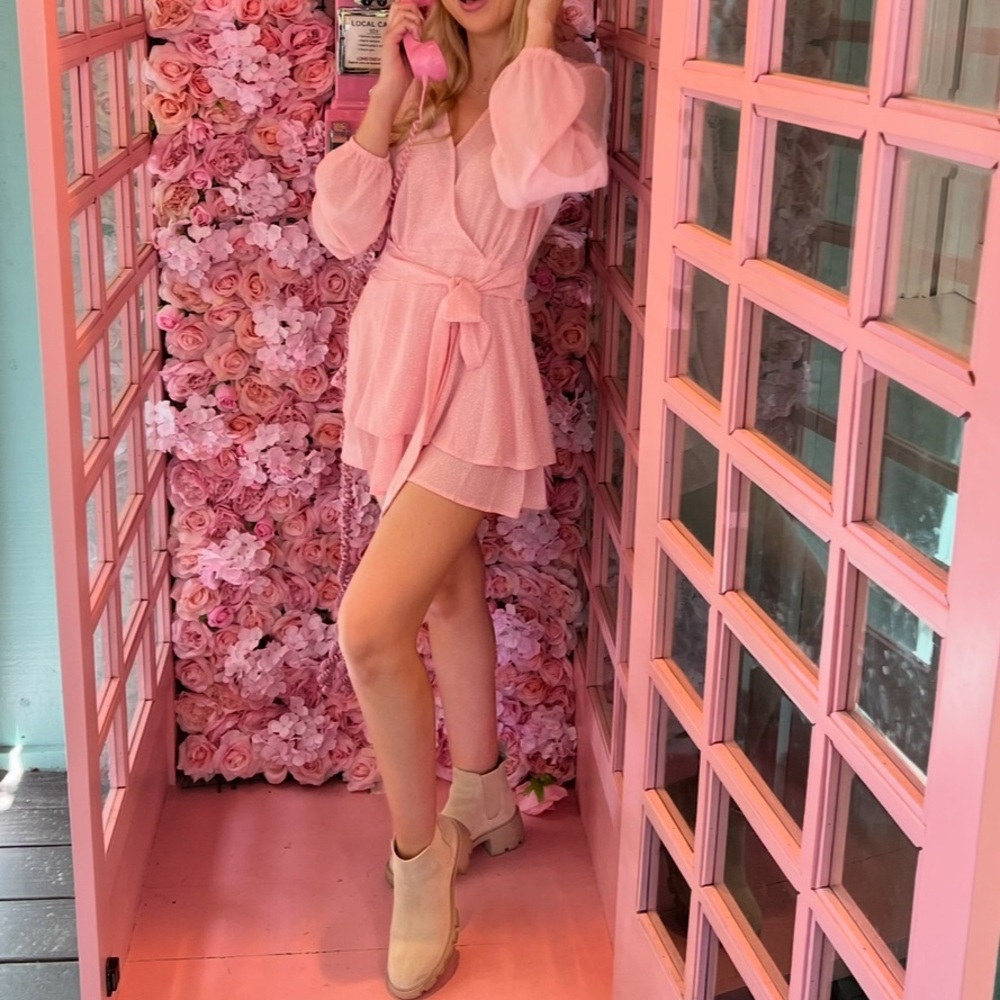 Pink Ruffled Long Sleeve Romper - Picture 6 of 7
